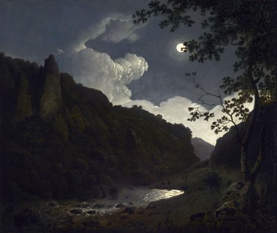 Dovedale za svitu měsíce od Joseph Wright of Derby