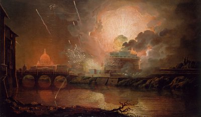 Ohňostroj na Castel Sant Angelo, 1774-1778. od Joseph Wright of Derby