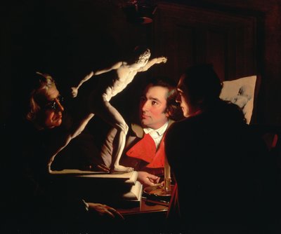 Tři osoby sledující Gladiátora při svíčkách, c.1764-65 od Joseph Wright of Derby