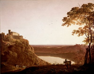 Pohled na jezero Nemi za soumraku Obraz od Josepha Wrighta dit Wright z Derby (1734-1797) od Joseph Wright of Derby