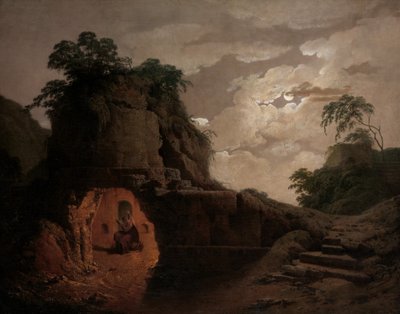 Virgils Tomb by Moonlight, s prohlášením Silius Italicus, 1779. od Joseph Wright of Derby