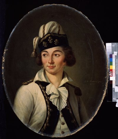 ""Portrait de dame deguisee"" (Portrét dámy v maškarním kostýmu) Peinture de Joseph de Landerset (1753-1824) 1797 Muzeum umění Michaila Krošitského, Sevastopol (Sebastopol) Ukrajina od Joseph de Landerset