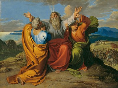 Modlitba Mojžíše s Áronem a Húrem na hoře Choréb od Joseph von Fuhrich