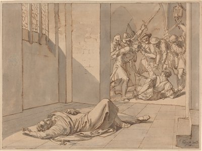 Zavraždění krále Václava III (pero a černá tuš s šedou a světle hnědou lazurou) od Joseph von Fuhrich