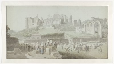 Procesí na úpatí Palatinu v Římě od Josephus Augustus Knip