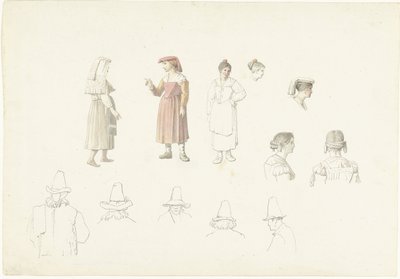 Studijní list s italskými farmáři a rolnicemi od Josephus Augustus Knip