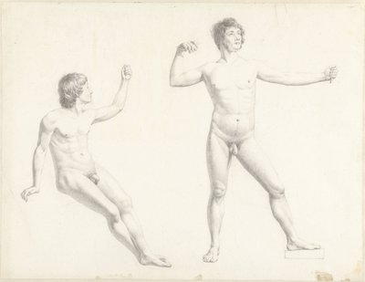 Dvě studie mužského aktu od Josephus Augustus Knip