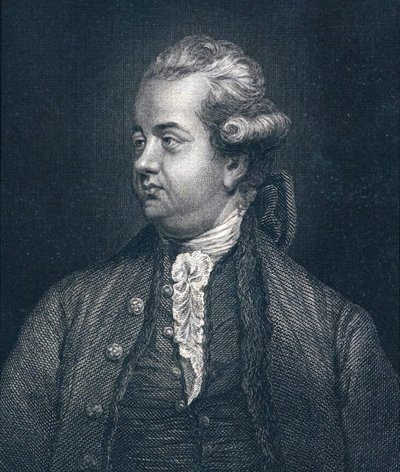 Edward Gibbon (1737-94) (rytina) od Joshua (after) Reynolds