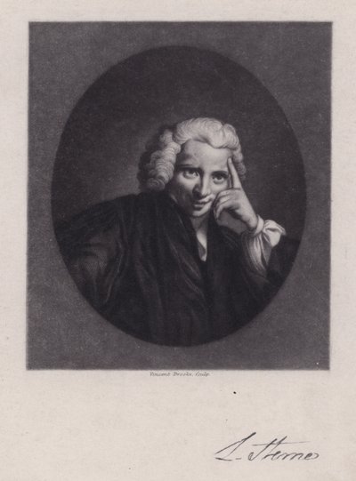 Laurence Sterne , irský spisovatel a duchovní, autor Tristram Shandy (rytina) od Joshua (after) Reynolds