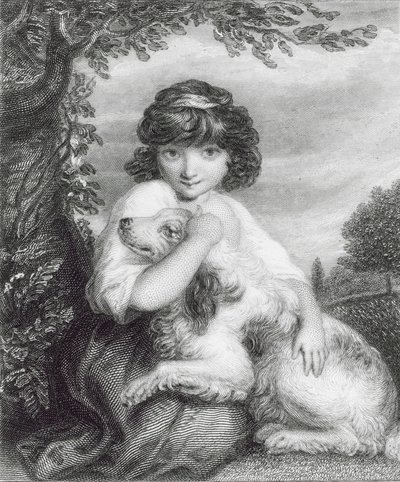 Miluj mě, miluj mého psa (gravírování) od Joshua (after) Reynolds