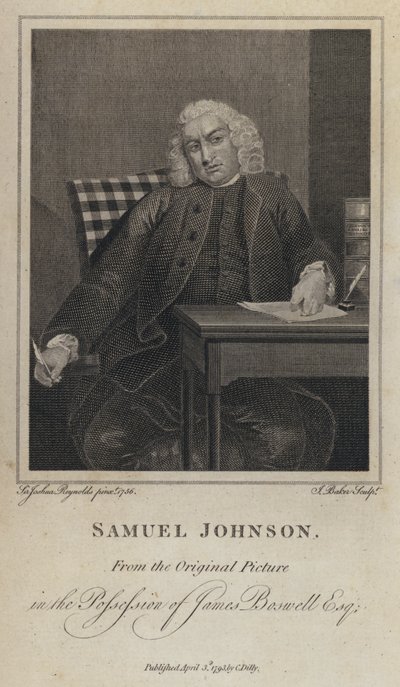 Samuel Johnson , anglický spisovatel a lexikograf (rytina) od Joshua (after) Reynolds