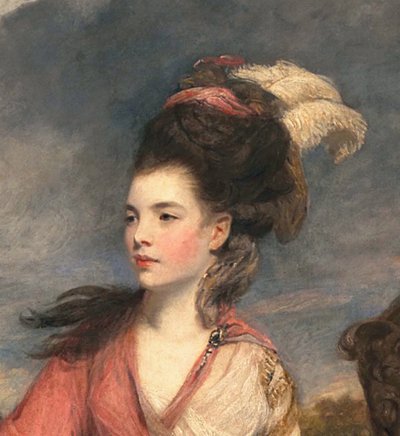 Jane Flemingová, později hraběnka z Harringtonu, kolem 1778-79 detail olej na plátně z 373099 od Joshua Reynolds