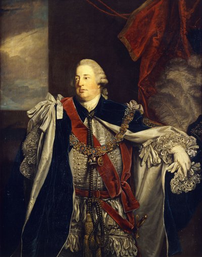 Portrét Williama Augusta, vévody z Cumberlandu, stojícího tři čtvrtiny délky, v podvazkových róbách, od Joshua Reynolds
