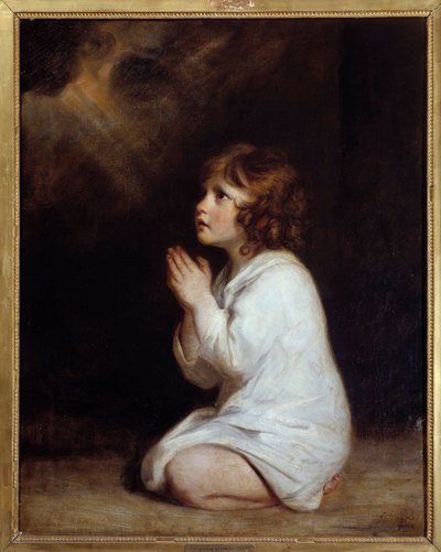 Malý Samuel v modlitební malbě od Joshuy Reynoldse (1723-1792) 1777 Ne. 0,89x0,7 m Montpellier musee Fabre - Nemluvně Samuel se modlí. Obraz od Joshuy Reynoldse (1723-1792) od Joshua Reynolds