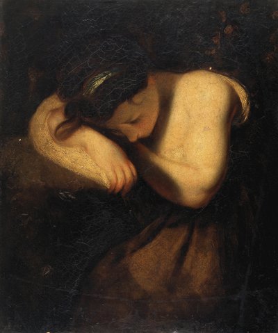 Mladá dívka spící (olej na plátně) od Joshua Reynolds