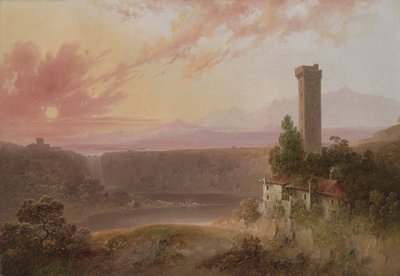 Pohled na jezero Nemi při západu slunce, c.1840-50 od Joshua H. Shaw