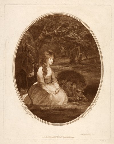 Slečna Elizabeth Beauclerc jako Una, vyrytý Thomas Watson (1748-81) (leptané tečky) od Joshua after Reynolds