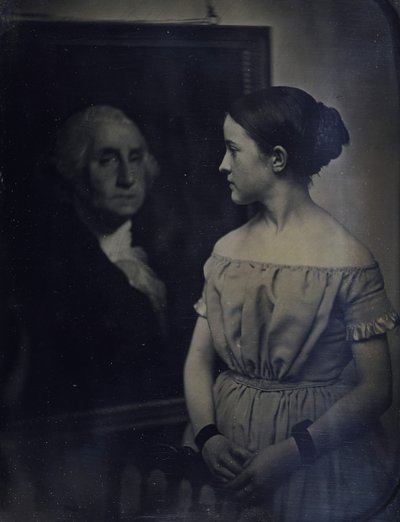 Dívka s portrétem George Washingtona, ca. 1850. Tvůrci: Josiah Johnson Hawes, Albert Sands Southworth. od Josiah Johnson Hawes, Albert Sands Southworth
