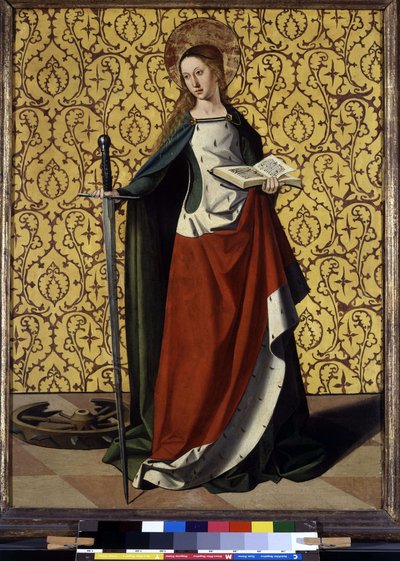 Zadní strana oltářního obrazu: Svatá Kateřina Alexandrijská od Josse (fl.1493 1508) Lieferinxe
