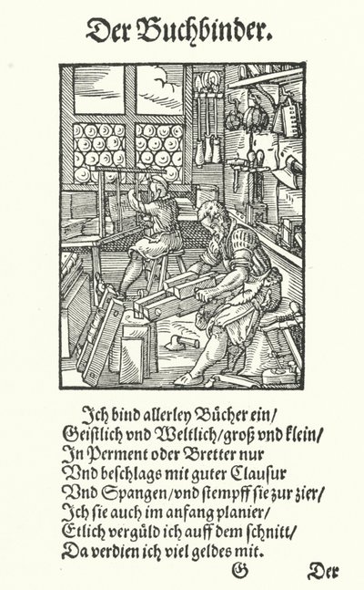 The Bookbinder (rytina) od Jost (after) Amman