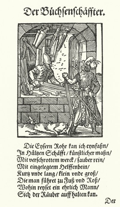 The Gunsmith (rytina) od Jost (after) Amman