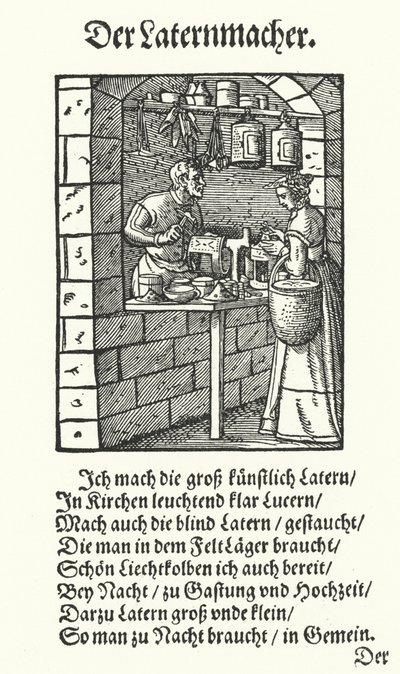The Lantern Maker (rytina) od Jost (after) Amman