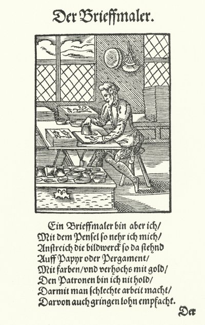The Manuscript Illuminator (rytina) od Jost (after) Amman