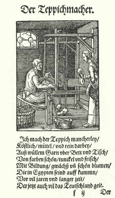 The Tapestry Weaver (rytina) od Jost (after) Amman