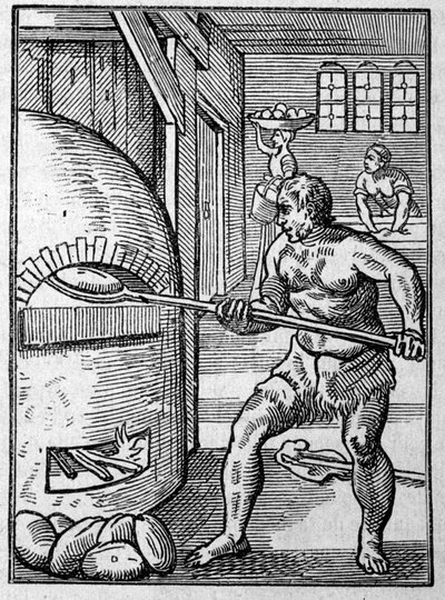 Pekař peče chleba v troubě. Rytina Josta Ammana (1539-1591) 16. století. od Jost Amman