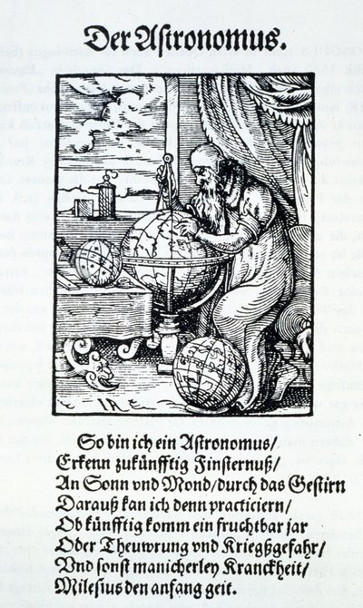 Astronom s veršem Hanse Sachse, nakl. Frankfurt 1568 od Jost Amman