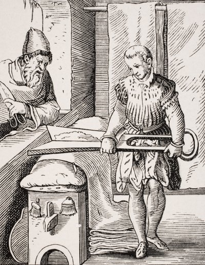 Soukenník, reprodukce dřevorytu 16. století, 19. století od Jost (after) Amman