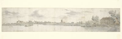 Panoramatický výhled na Kasteel Ooij a Mýtný dům, Severní Brabantsko od Josua de Grave