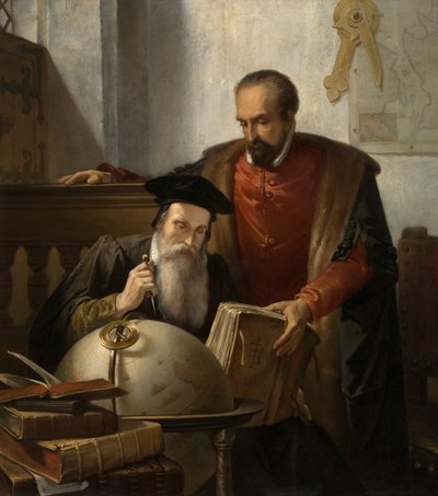 Mercator a Ortelius (olej na plátně) od Jozef (1816 88) Bellemans