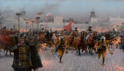 Odjezd Jana III Sobieského a Marysienky z Wilanówa, 1897. od Jozef Brandt