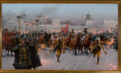 Odjezd Jana III Sobieského a Marysienky z Wilanówa, 1897. od Jozef Brandt