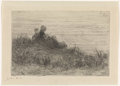 Duna krajina s matkou a dětmi od Jozef Israëls (signed by artist)