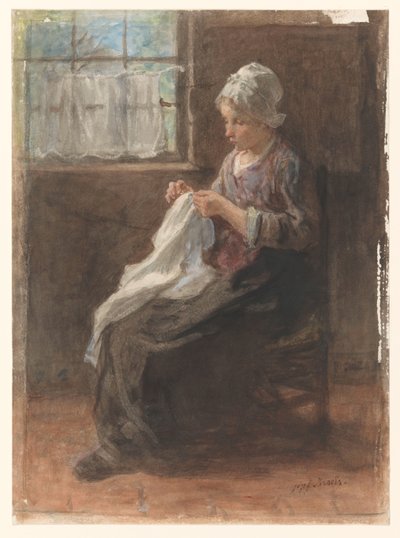 švadlena od Jozef Israëls (signed by artist)