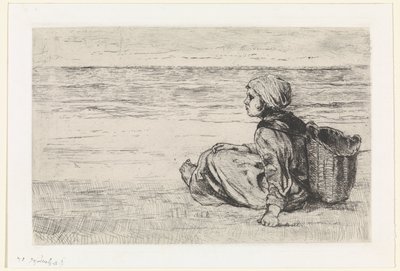 Dívka u moře od Jozef Israëls (signed by artist)