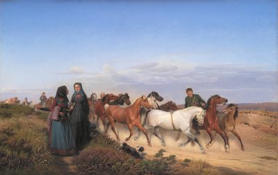 Jutští farmáři na cestě domů z trhu se svými koňmi od Jørgen V. Sonne