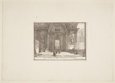 Pohled na Portico of S. Pietro z části Constantino. 1. Vatikánský palác od Jérôme Charles Bellicard