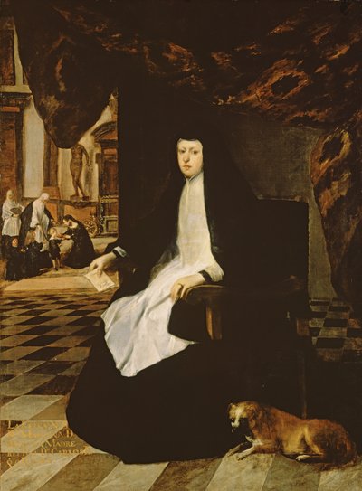 Portrét španělské královny Mariany (nar. 1631) ve Smutku od Juan Bautista Martinez Del Mazo