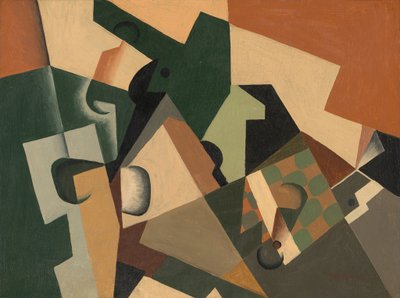 Sklo a šachovnice, c. 1917. od Juan Gris