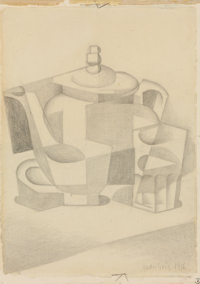 Zátiší s čajovou konvicí; Příroda morte a la theiere, 1916 od Juan Gris