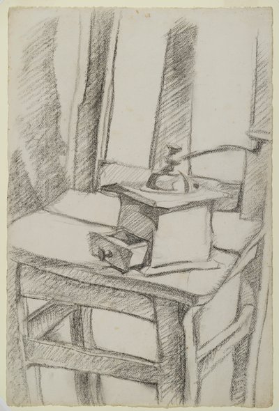 Mlýnek na kávu (Le Moulin à Café), 1911 (uhlí na položený papír) od Juan Gris