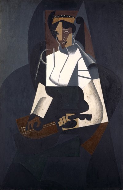 Žena s mandolínou, po Corot, 1916 (olej na překližce) od Juan Gris