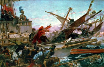 Námořní bitva u Lepanta, kterou vedl Don John Rakouský (1547-78) v roce 1571 od Juan Luna y Novicio