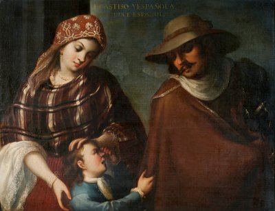 Castizo and Spaniard Produce a Spaniard, kolem roku 1715 od Juan Rodríguez Juárez