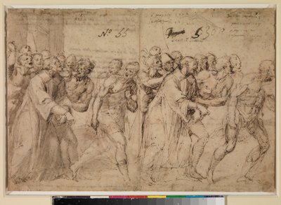 Dvě studie k filmu „Svatý Štěpán byl veden k mučednické smrti“ (přímo), 1556 od Juan de Juanes