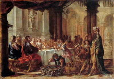 Obraz Les Noces de Cana od Juana Valdese (1622-1690) 1660 ne. 0,23x0,34m od Juan de Valdes Leal
