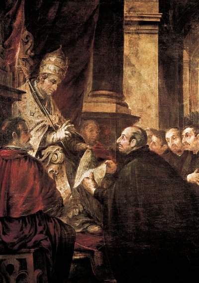 Svatý Ignác z Loyoly Přijímá bulu řádu jezuitů od papeže Pavla III., obraz Juan de Valdes Leal od Juan de Valdes Leal